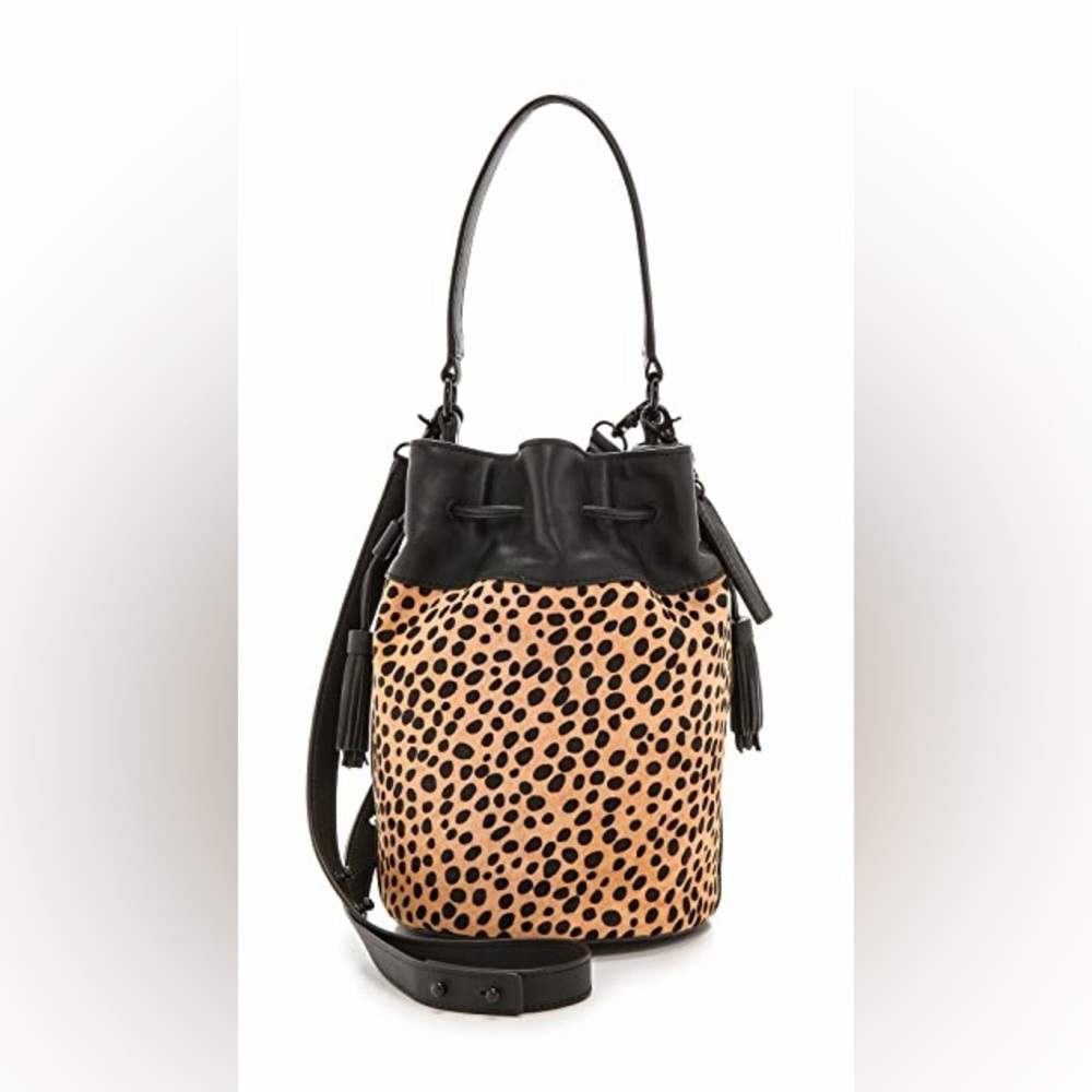 Loeffler Randall leather and pony hair handbag